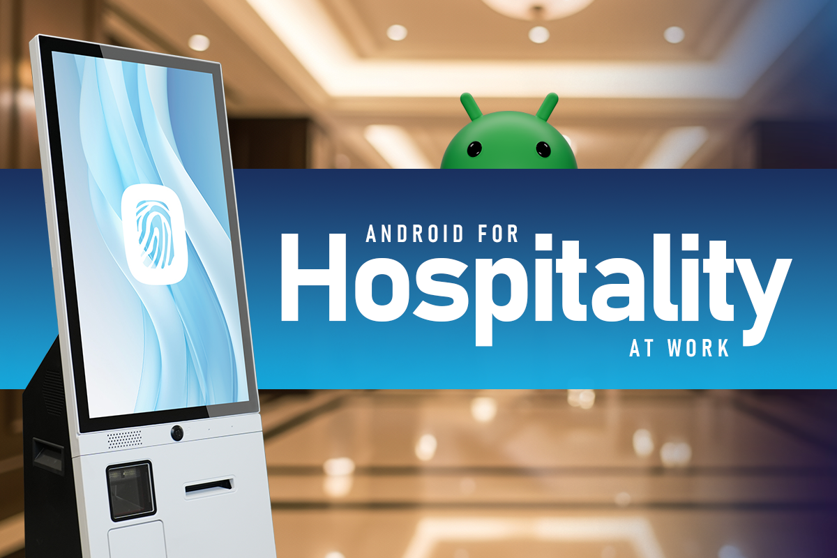Touch Dynamic Summit Kiosk in a Hospitality Scene with Android Icon