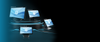 A lineup of touchscreen POS terminals for TD Express on platforms against a dark blue and black background. Visible models include a Nexus 21.5