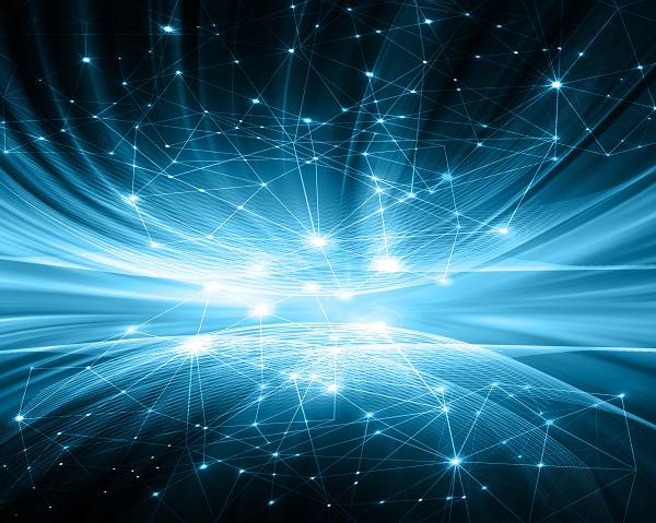 Abstract blue background back office pos
