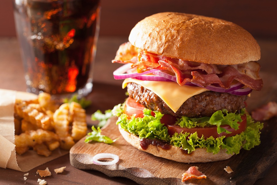 bacon cheeseburger with fries