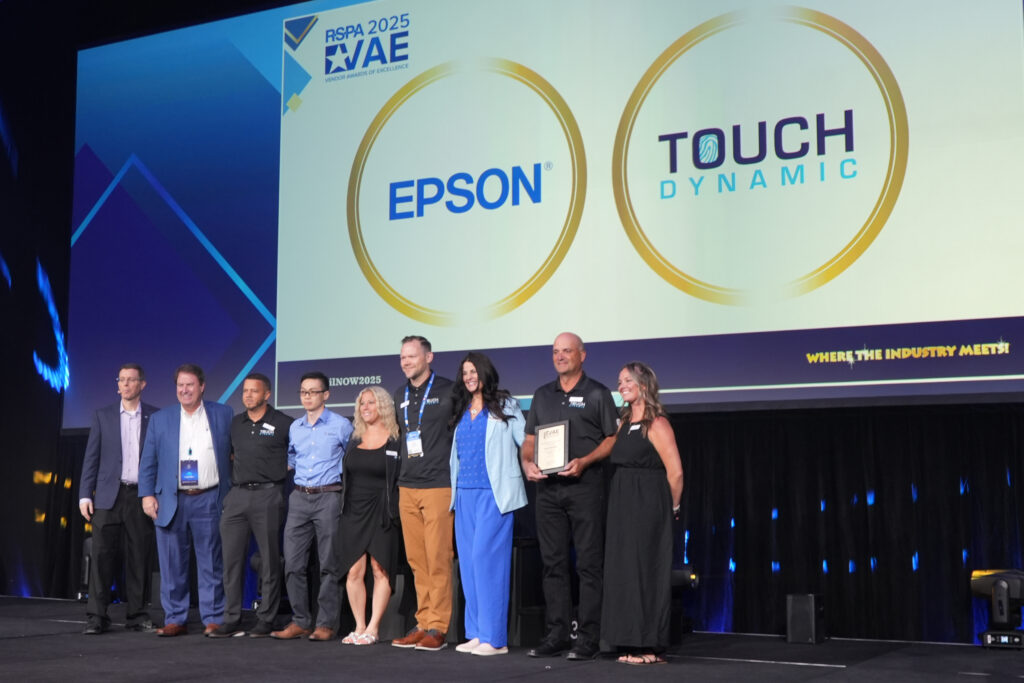 Touch Dynamic team accepting the VAE Gold Award in the Hardware Manufacturer category.